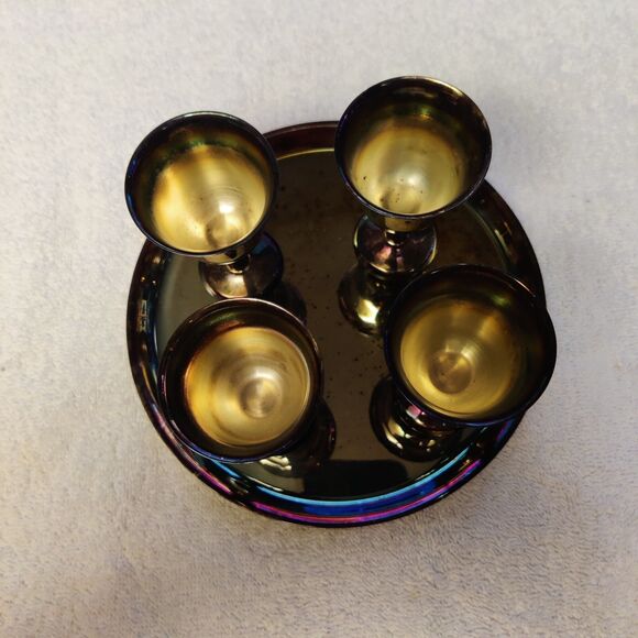 Vintage Wm Rogers Silver-plated Goblet Set with Serving Tray Pre Owned - Picture 14 of 16